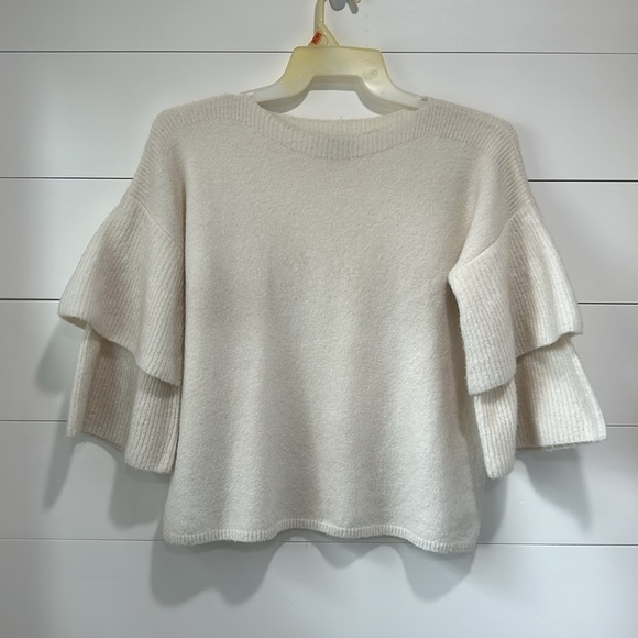 Madewell Ivory White Cream Tier-Sleeve Pullover Sweater in Coziest Yarn Small - Picture 5 of 11